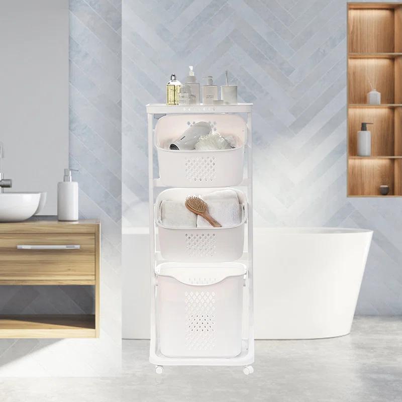 Ivy Bronx Ivy Bronx Rolling Laundry Hamper Cart with Wheels, 3 Tier Laundry Baskets