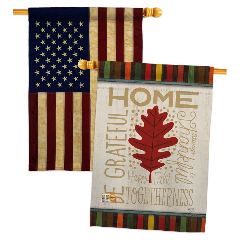 Breeze Decor Double Sided 40'' H x 28'' W Polyester Thanksgiving Flag Set