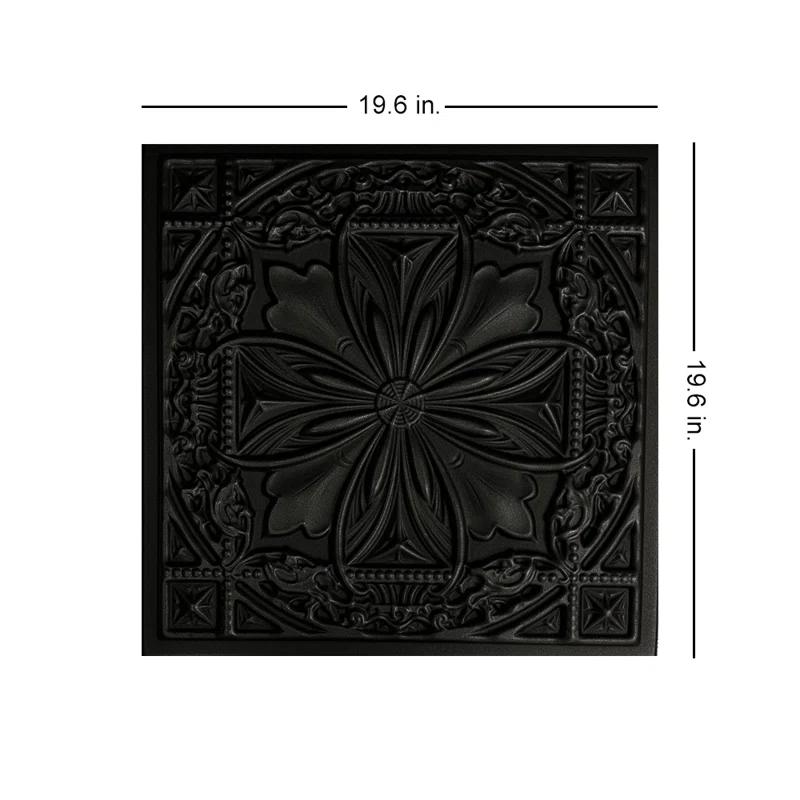 A La Maison Ceilings Lucas's Shield 19.63'' L x 19.63'' W Textured Polystyrene Glue Up Ceiling Tile (Set of 96)