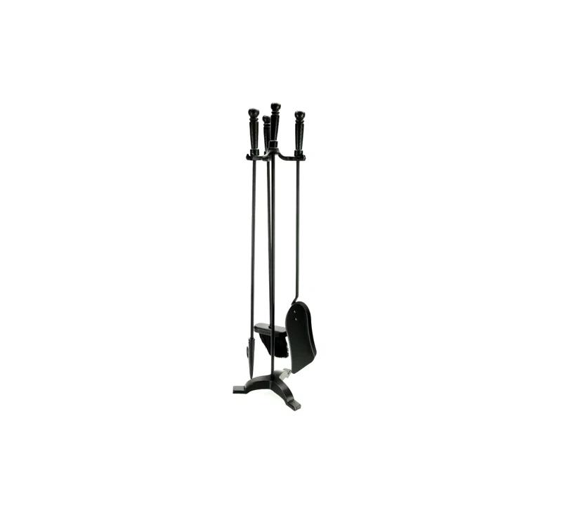 Symple Stuff Fireplace Tool Set, Poker, Ash Brush, Shovel Scoop, Stand, Wrought Iron and Steel, 6.25"L x 6.25"W x 30"H