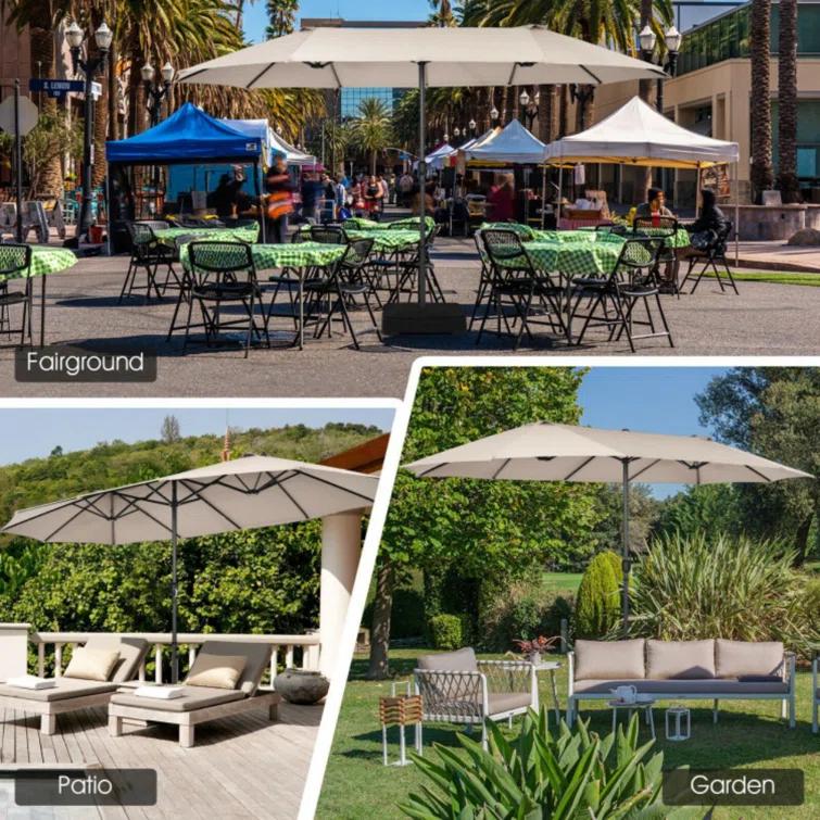 Latitude Run® 15 Feet Patio Double-Sided Umbrella With Hand-Crank System