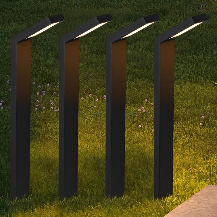 C Cattleya Low-voltage Black Aluminum Led Landscape Path Lights With Frosted Glass Shade(4-pack) (Set of 4)