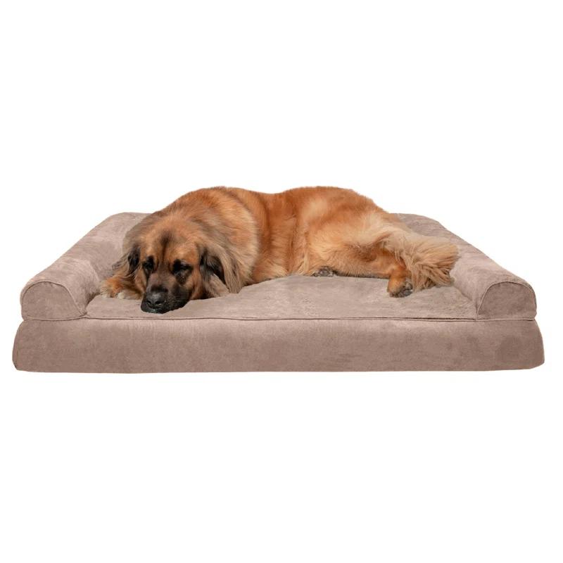 FurHaven Plush & Suede Orthopedic Sofa Dog Bed - Jumbo Plus, Almondine