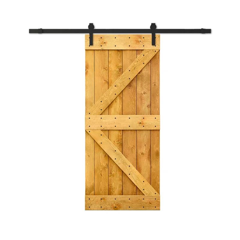 TMS 84'' Solid Wood Paneled Painted with Installation Hardware Kit Barn Door