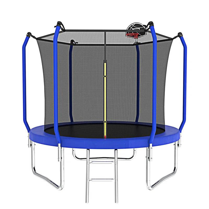 wendeway 10FT Trampoline With Basketball Hoop,  ASTM Approved Reinforced Type Outdoor Trampoline With Enclosure Net