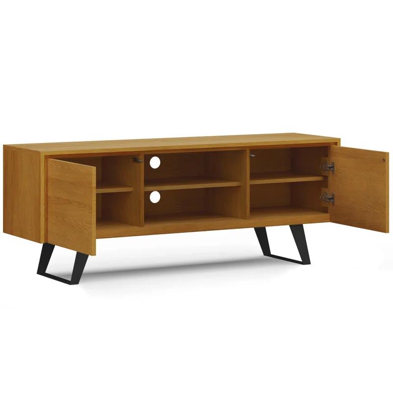 Simpli Home Lowry 63"W Solid Wood Modern Industrial TV Stand for TVs up to 70" with Storage
