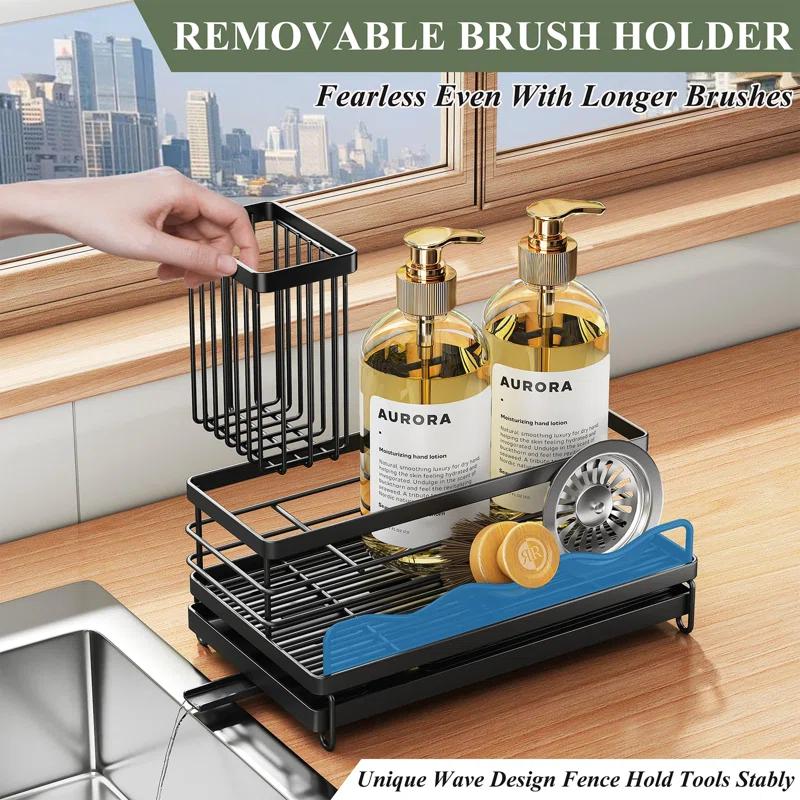 COAHAHA Rust Resistant Stainless Steel Sink Caddy - Large Capacity With Removable Brush Rack