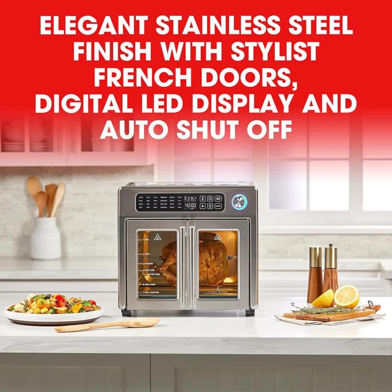 Emeril Lagasse Extra Large French Door Air Fryer Toaster Oven Combo, 25 Cooking Functions and Digital Controls, 7 Accessories Included, Stainless Steel Finish, 26QT Capacity & Reviews | Wayfair