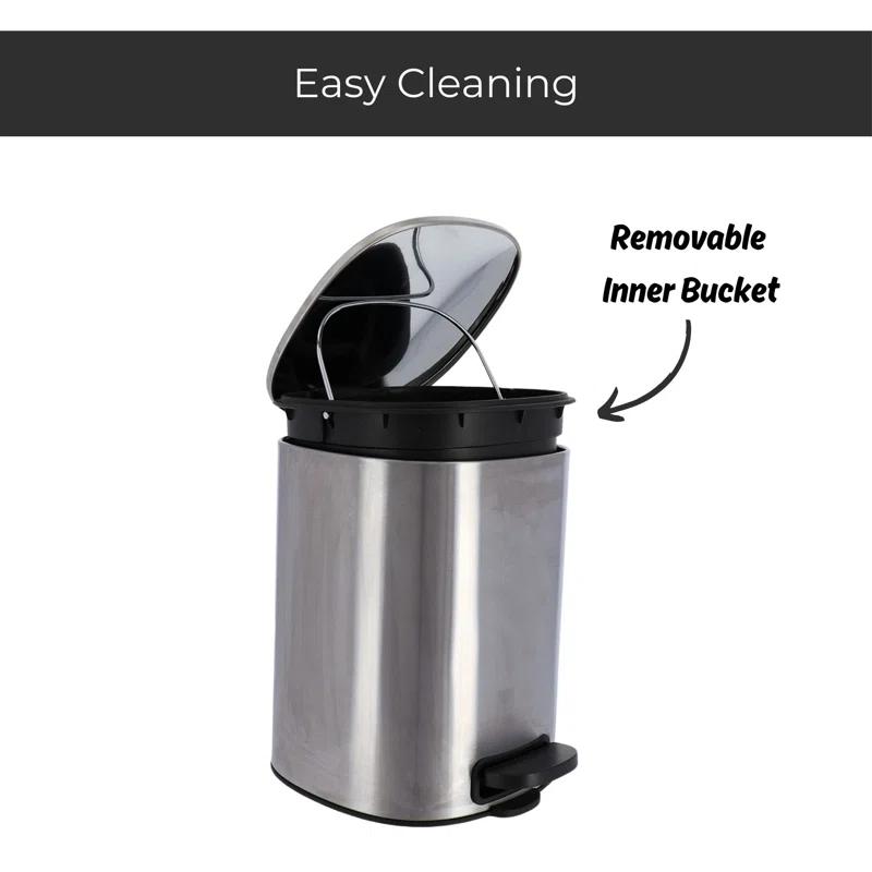 Evideco Mel Metal Step On Trash Can - 1.3 Gallons