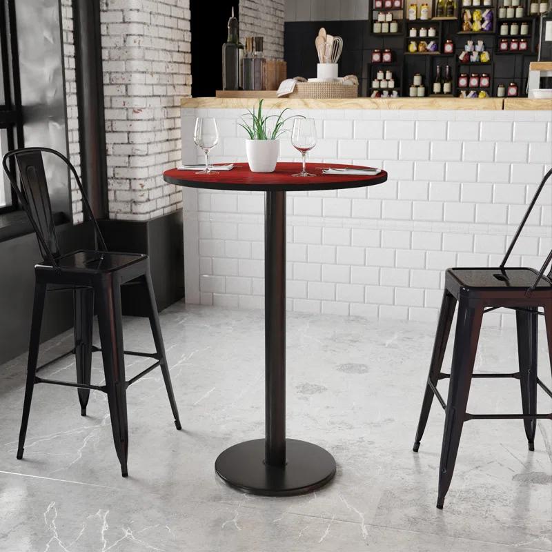 Flash Furniture Carrus 24'' Round Laminate Table Top with 18'' Round Bar Height Table Base