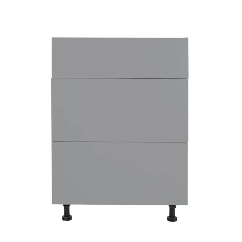 Cambridge Ready to assemble Matte Gray Base Kitchen Cabinet, 3 Drawer