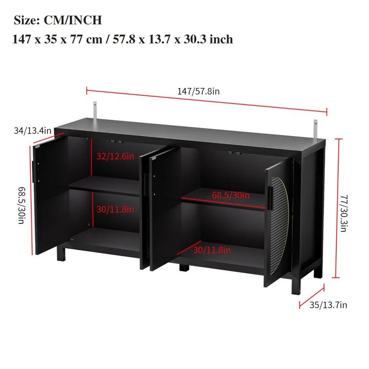 Bay Isle Home™ Buffet Sideboard Cabinets With Storage And Rattan Door