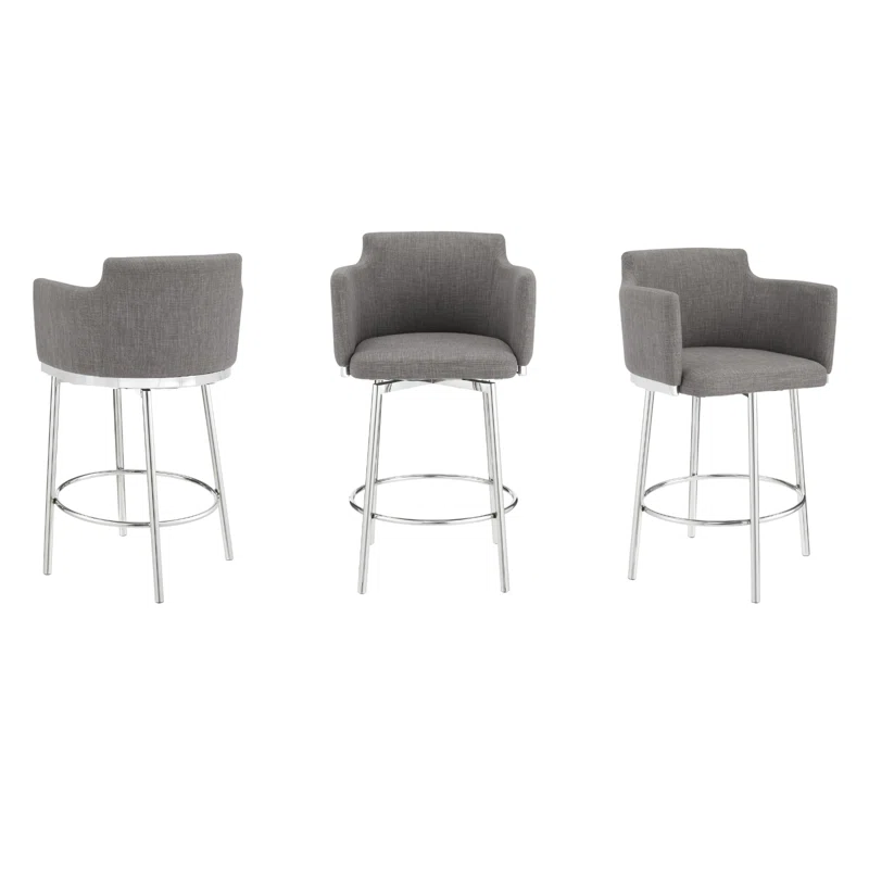 Orren Ellis Chandy Swivel Upholstered Counter Stool with Metal Frame