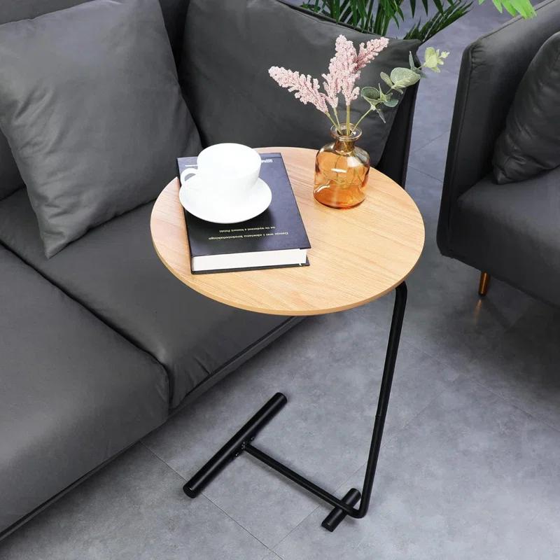 17 Stories Side Table For Couch,C Shaped End Table Slide Under Sofa For Living Room Bedroom Small Space,Laptop Snack Coffee Tables Wood,Natural Wood