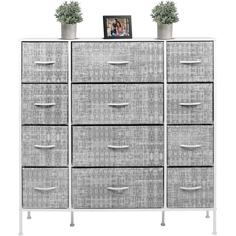 Sorbus 12 Drawers Dresser with Steel Frame and Wood Top