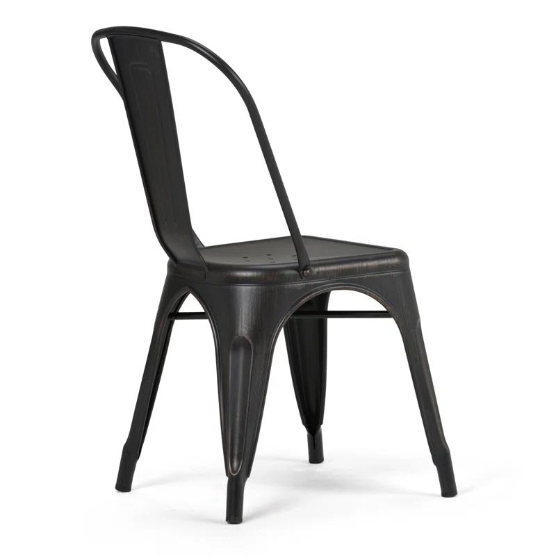 Simpli Home Fletcher Industrial Iron Dining Chair with Stackable Design and Protective Rubber Caps (Set of 2) (Set of 2)