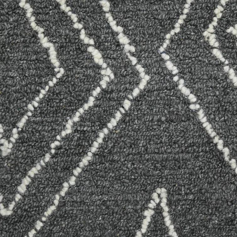 Union Rustic Ahniyla Dark Gray Hand-Hooked Wool Area Rug