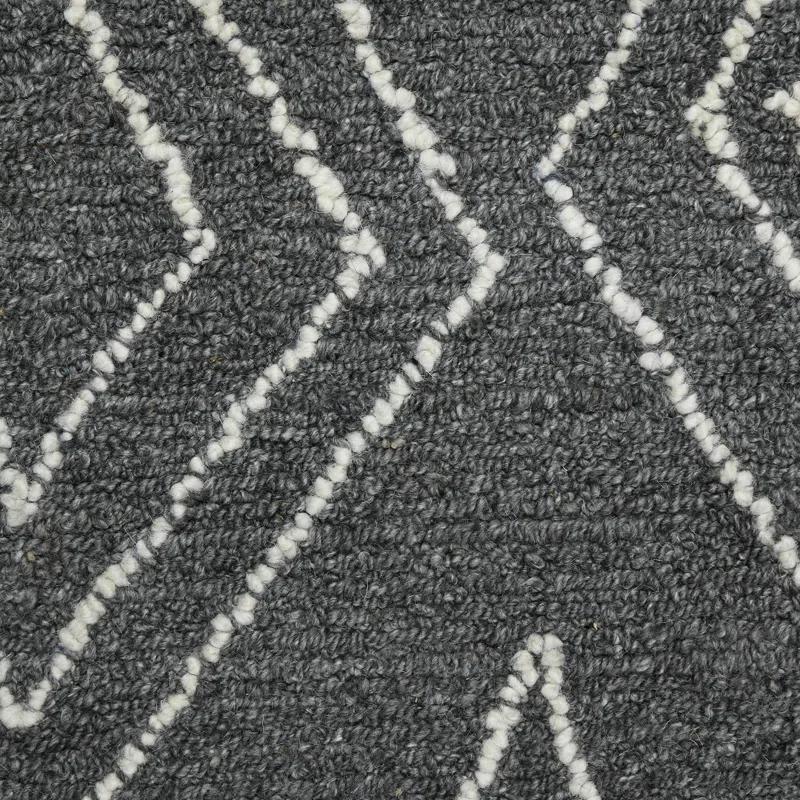 Union Rustic Ahniyla Dark Gray Hand-Hooked Wool Area Rug
