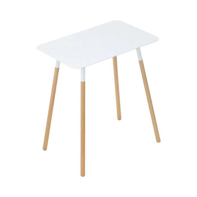 Yamazaki Home Modern Rectangular Side Table For Living Room Or Small Bedside Steel + Wood End Table