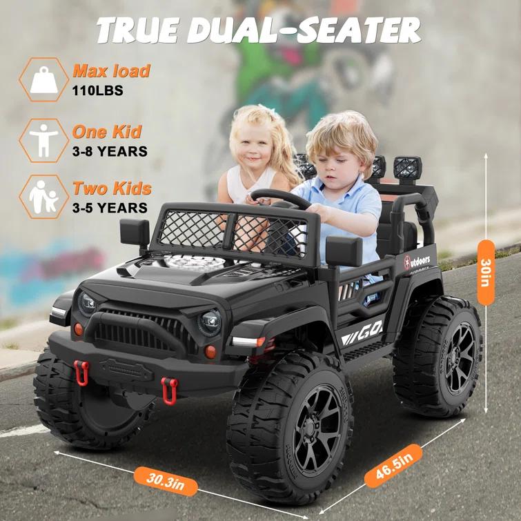 DEARAUTO DearAuto 24v Kids Ride On Car With Eva Tires, 4x75w Motors, Four Wheel Suspension, 3 Adjustable Speed, Mp3, Bluetooth,powered Ride On Truck For Kids