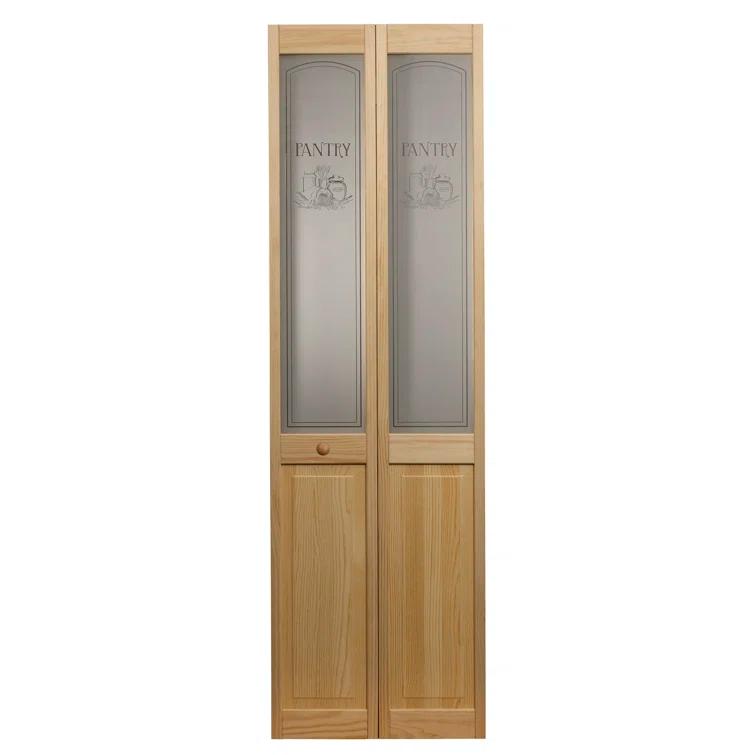 LTL Home Products 80'' Solid Wood Glass Unfinished Bi-Fold Door