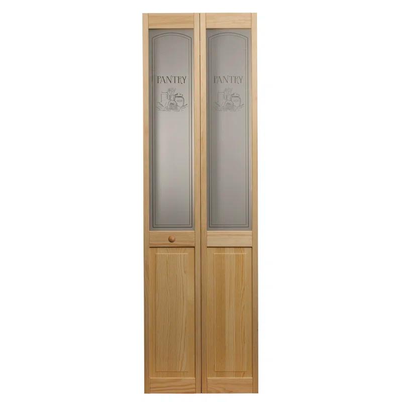 LTL Home Products 80'' Solid Wood Glass Unfinished Bi-Fold Door