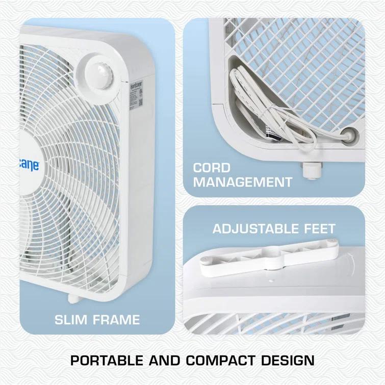 Hurricane Hurricane 20" Classic Series Floor Box Fan with 3 Speed Settings, 2 Pack, White (Set of 2)