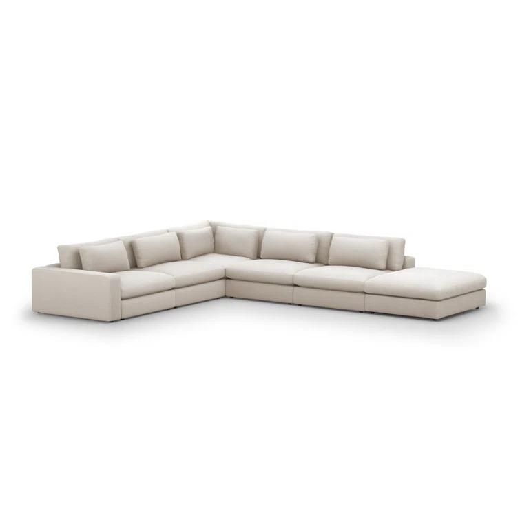 Cresswell Corner Sectional Sofa - Off White / 5-Piece / Left-Facing with Ottoman