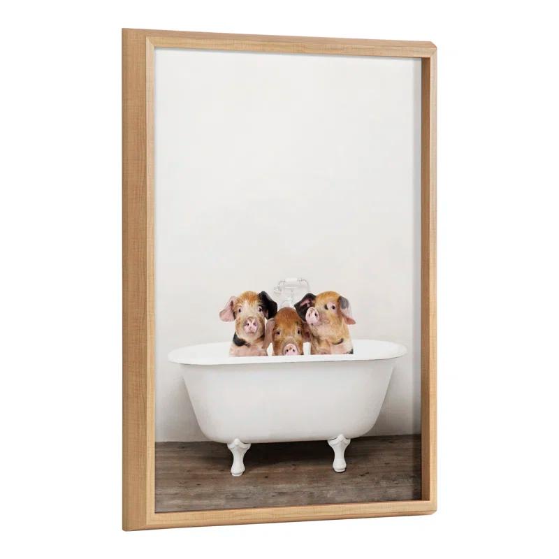 Red Barrel Studio® " Three Little Pigs In Vintage Bathtub " by Amy Peterson