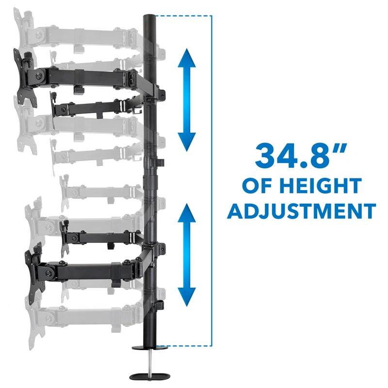 Mount-it Mount-It Quad Monitor Stand | Height Adjustable Standing 4 Screen Mount Fits Monitors Up to 32 in.