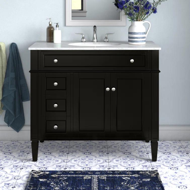 Rivers 40" Free-Standing Single Bathroom Vanity Set with Marble Vanity Top