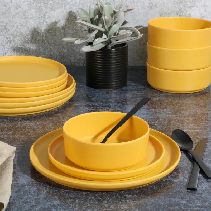 Gibson Home Canyon Crest 12-Piece Stackable Matte Melamine Dinnerware Set
