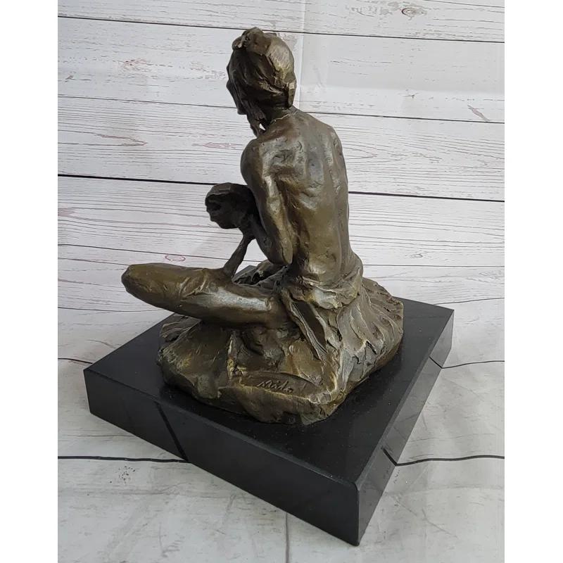 Foundry Select Trevour Native American Indian Shaman Medicine Man Playing Tom Tom - Bronze Sculpture Original Art