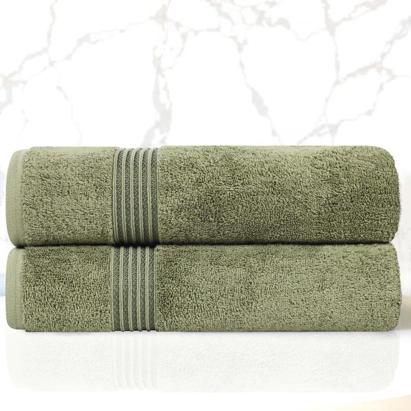 Superior Heritage Certified Egyptian Cotton Plush Absorbent Luxury Bath Towel (Set of 2)