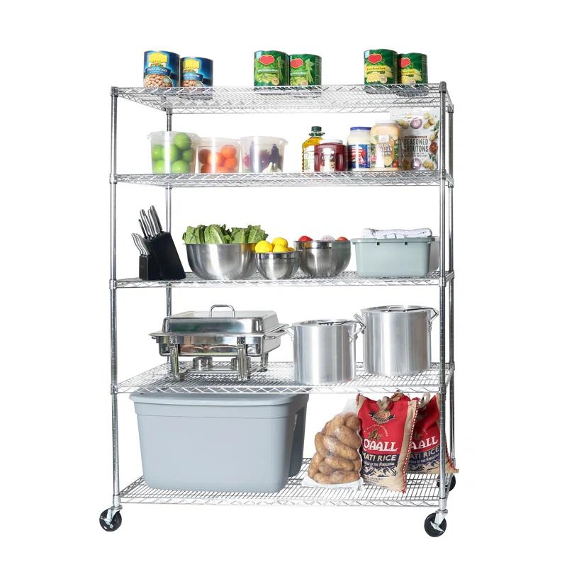 UltraDurable 24" D 5-Tier NSF-Certified Steel Shelving with Wheels