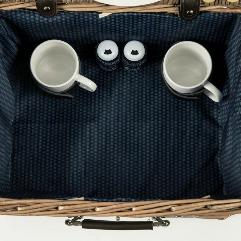Picnic Time Catalina Wicker Picnic Basket with Picnic