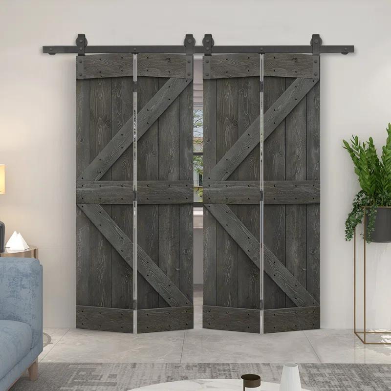 Calhome 84'' Solid Wood Barn Doors Painted without Installation Hardware Kit Barn Door