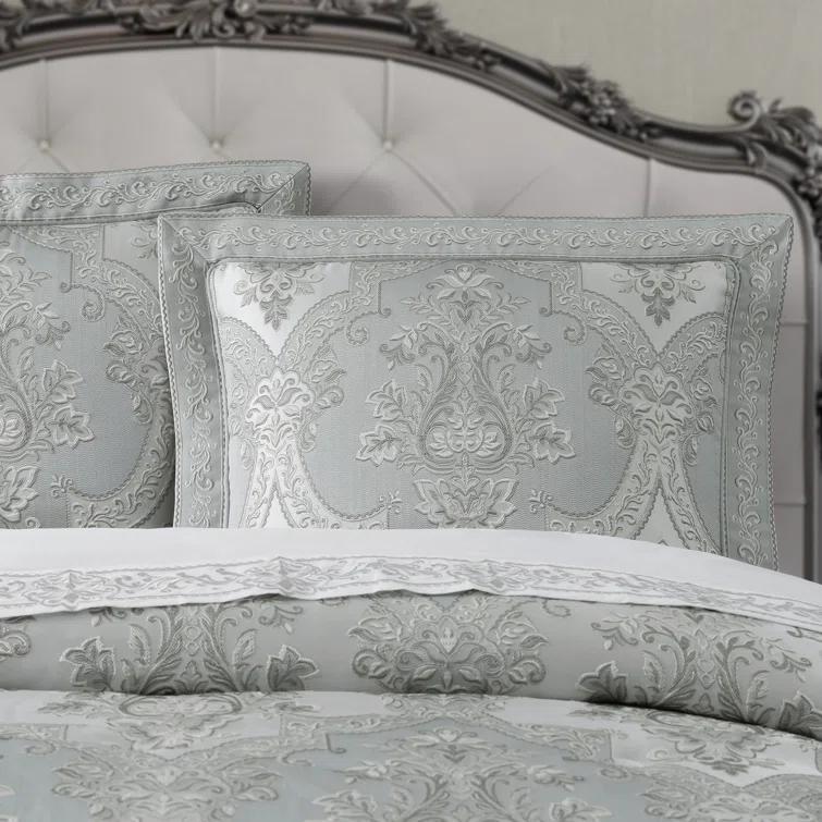 California King Spa Blue Damask Comforter Set with Shams