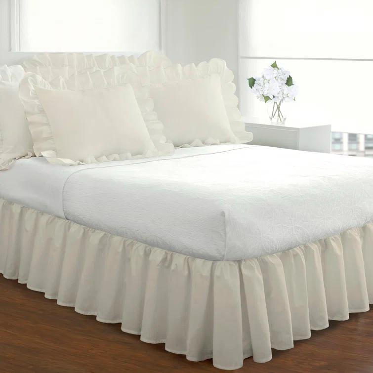 Fresh Ideas Fresh Ideas Ruffled Poplin Bed Skirt, 14" Drop Length