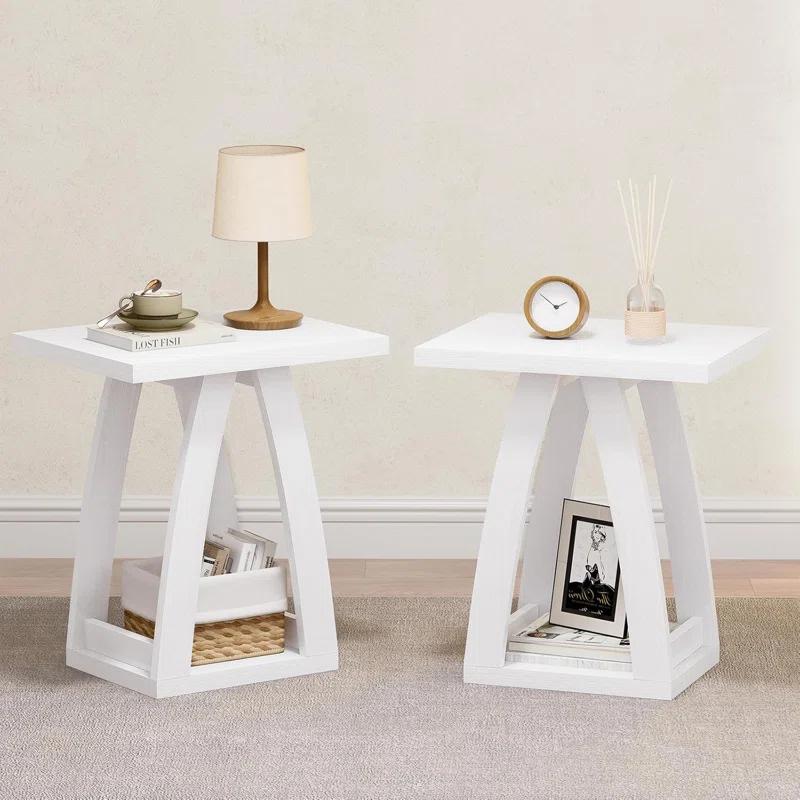 End Table Set Of 2, Side Table, Nightstand, Sofa Side Table With Shelf, Modern End Table For Living Room, Bedroom