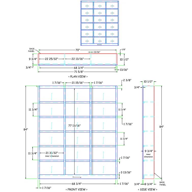 Winston Porter Aliette Triple Wide Wood Bookcase, 18 Bookshelf, 84 inch Tall Storage and Display Bookshelf for Home Office and Living Room