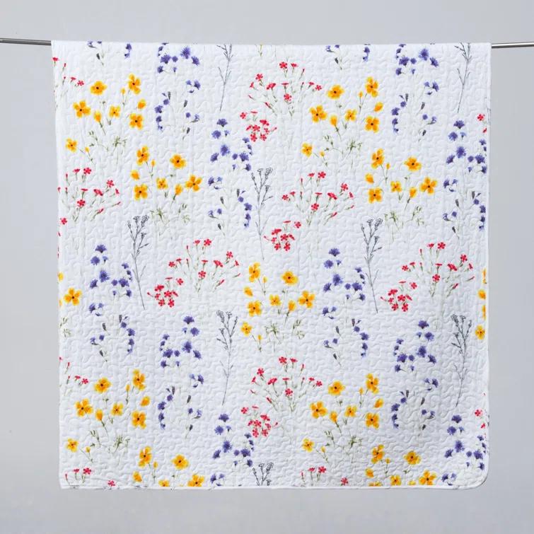FreshFolds Bright & Colorful Tiny Floral Quilt Set with Shams