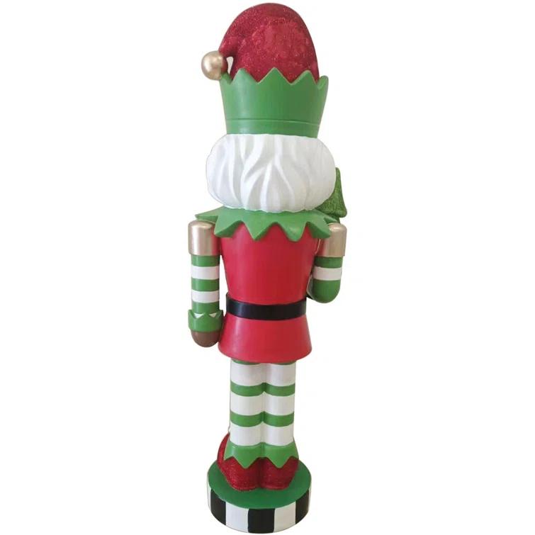 Fraser Hill Farm 48-inch Elf Nutcracker Figurine Holding Tree in Red/Green