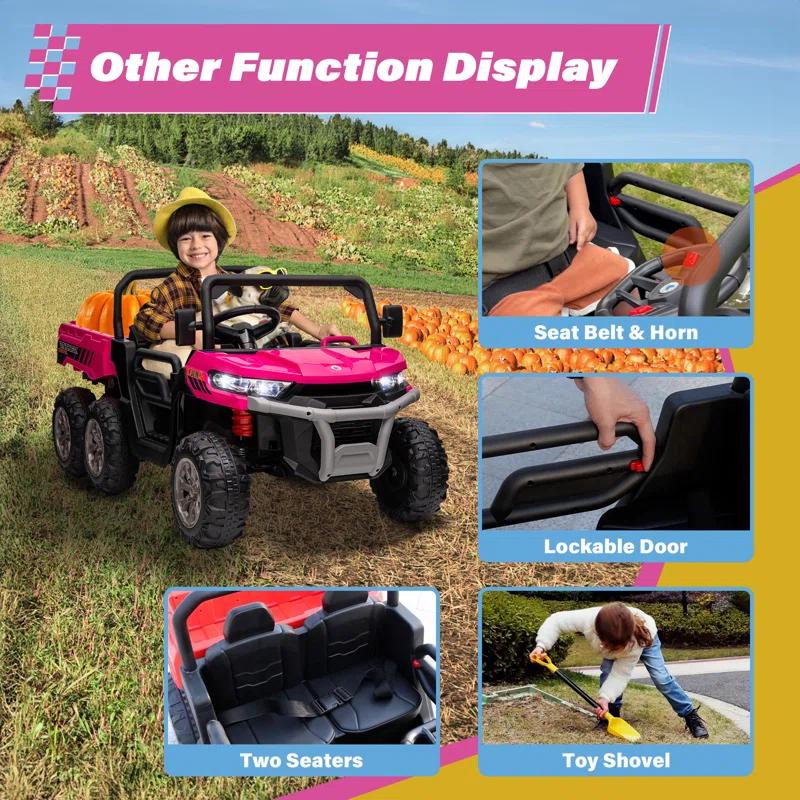 Himimi Delia Himimi 24 Voltage  Ride On Dump Truck, 2 Seater Kids UTV with Electric Dump Bed, Remote Control