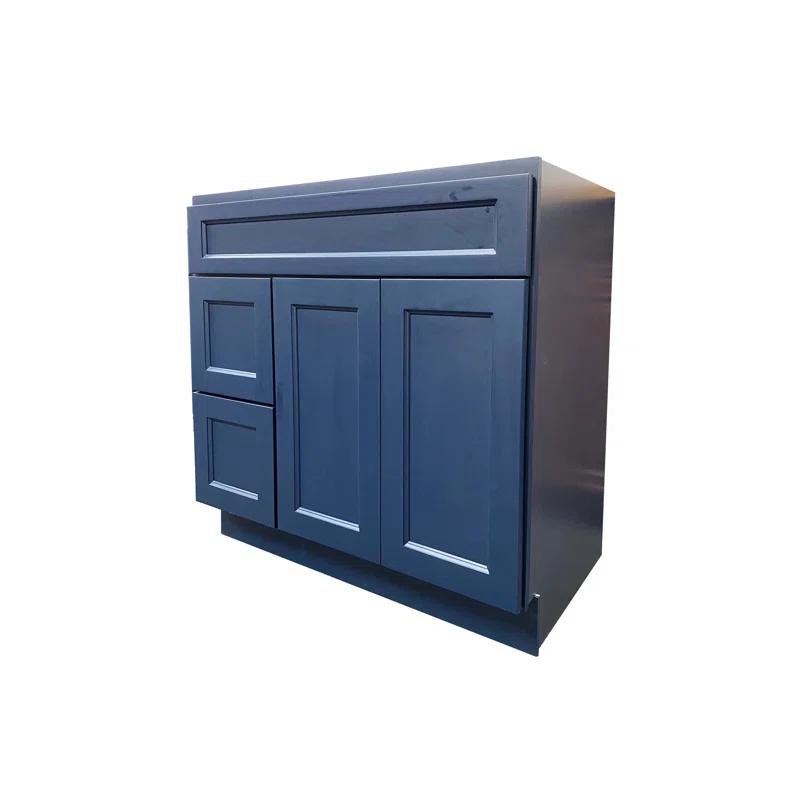 Vanity Art 36 Inch Single Shutter Door Bathroom Vanity Base Cabinet with 2 Functioning Shaker Drawers, Strudy Floor Mount Storage Cabinet Organizer for Bedroom, Living Room, Kitchen, VA4036-2LBLUE