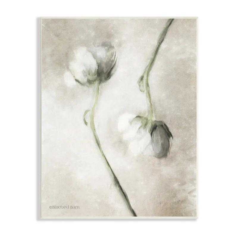 Stupell Industries " White Floral Stems Botanical Vintage Rose Blossom Painting " by Bluebird Barn