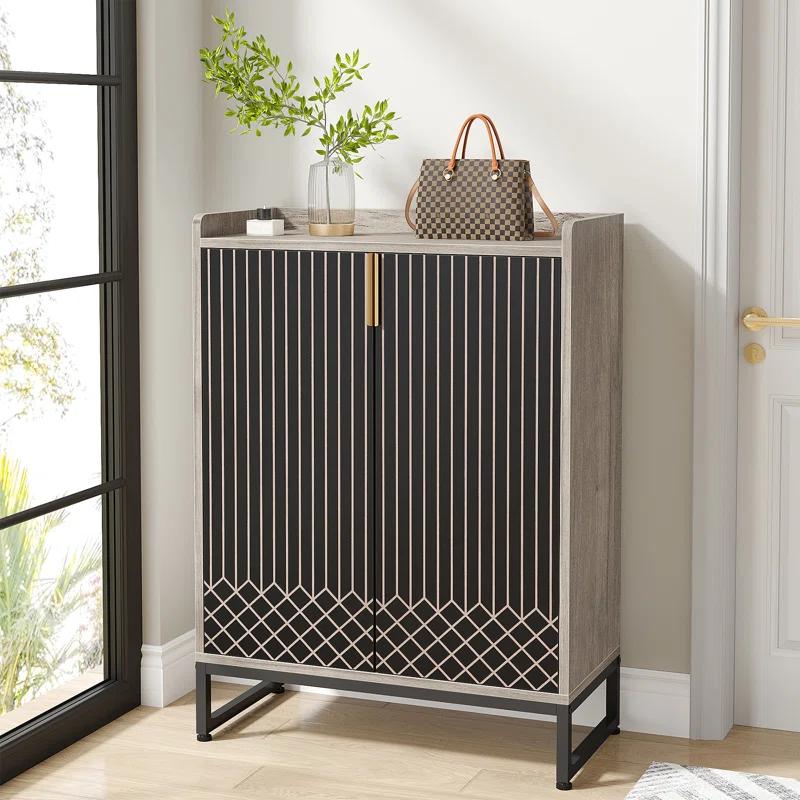 Everly Quinn 5-Tier Shoe Cabinet with Doors, 20-25 Pairs