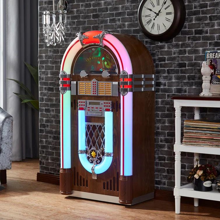 Arkrocket Audio Arkrocket Saturn V Full Size Jukebox Vinyl Record Player Bluetooth USB SD CD Player Radio Turntable