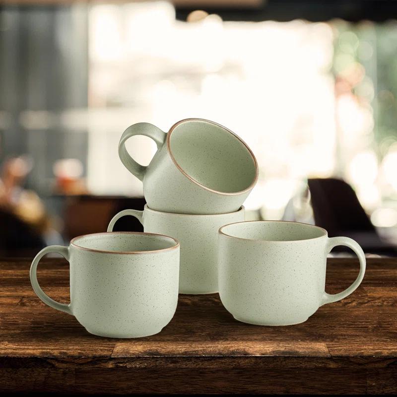 Maison Neuve Riverside Collection By Maison Neuve 4 Piece Set - Hand Crafted Stoneware Mugs Modern Dining Mugs, Large & Multipurpose Shape Mugs, Microwave & Dishwasher safe, 19 Oz  (Set of 4)