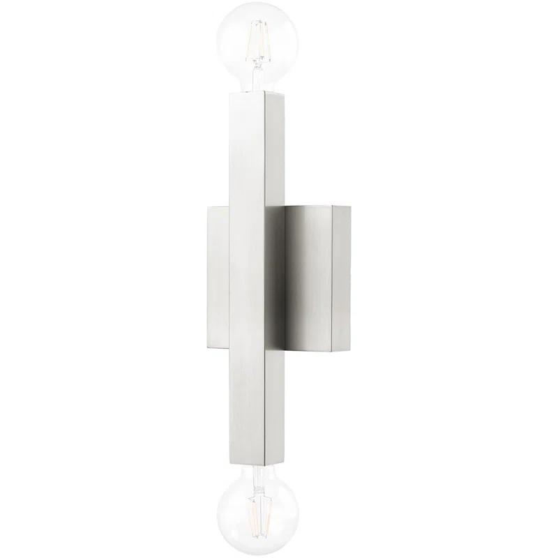 Lighting Lumens 2-Light Brushed Nickel ADA Wall Sconce: with Stainless Steel Base for Modern Lighting